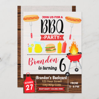 CONVITES BACKYARD PARTY BBQ BIRTHDAY INVITATION