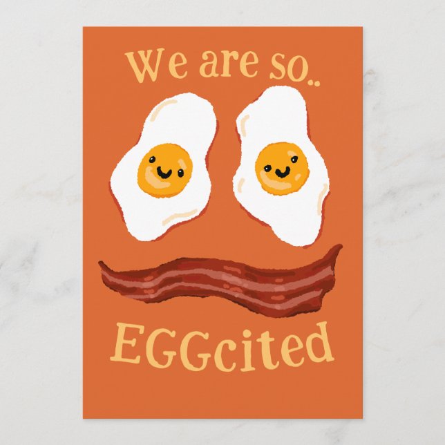 Convites Bacon and eggs funny party invitation announcement (Frente)