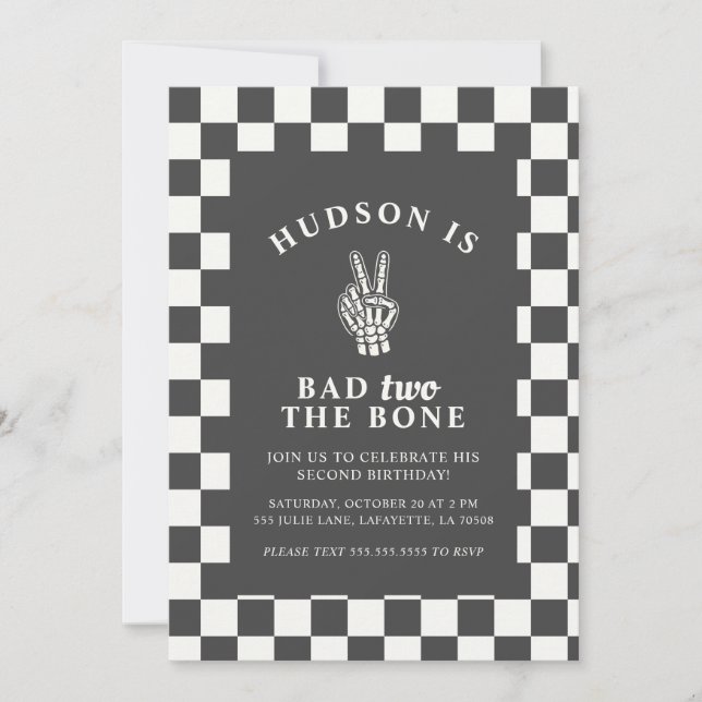 Convites Bad TWO The Bone Second Birthday Invitations (Frente)