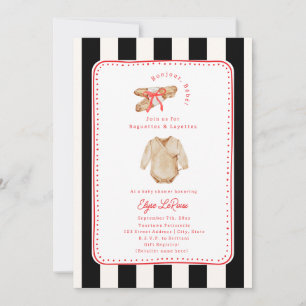 Convites Baguettes & Layettes French Stripe Chás de Bebê
