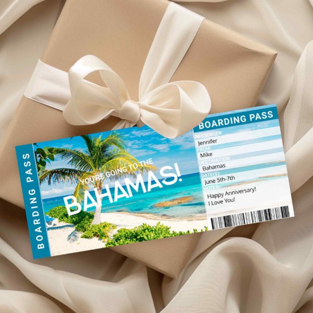 Convites Bahamas Surprise Trip Boarding Pass Gift Card (Criador carregado)