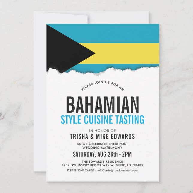 Convites Bahamian Themed Cuisine | Sinalizador da Parte Con (Frente)