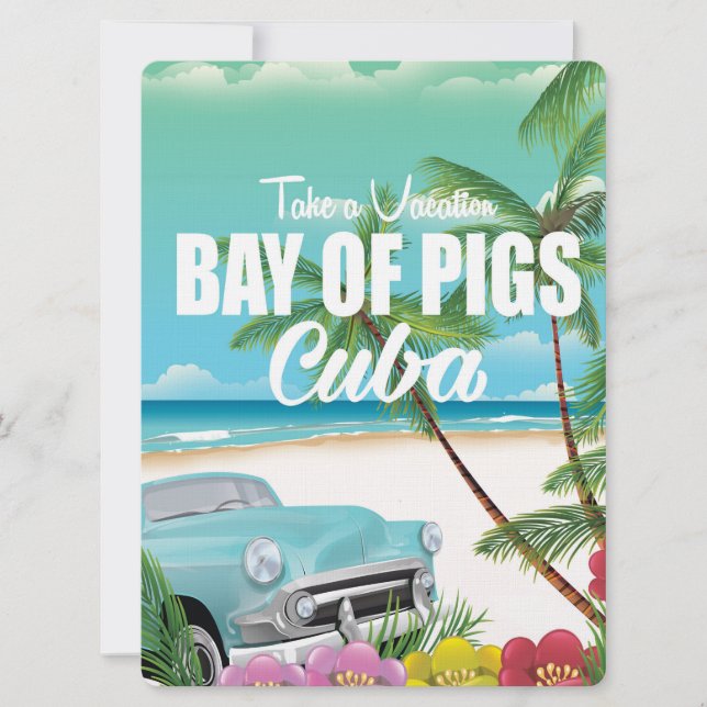 Convites Baía de Porcos, poster de férias na praia em Cuba (Frente)