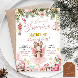 Convites Bailarina de Açúcar Rosa Menina de Aniversário de 