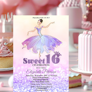 Convites Bailarina Elegante Brilho Bokeh Sweet 16