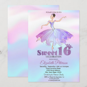 Convites Bailarina Elegante Colorido Ombre Sweet 16