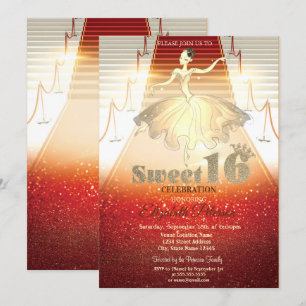 Convites Bailarina Elegante Tapete Vermelho Sweet 16
