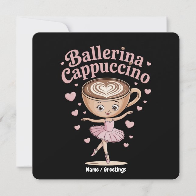 Convites Bailarina Engraçada Cappuccina Meme Italiano Brain (Frente)
