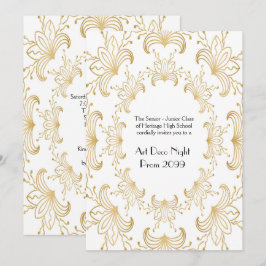 Convites Baile de formatura, Art Deco, Flores Estilizadas,