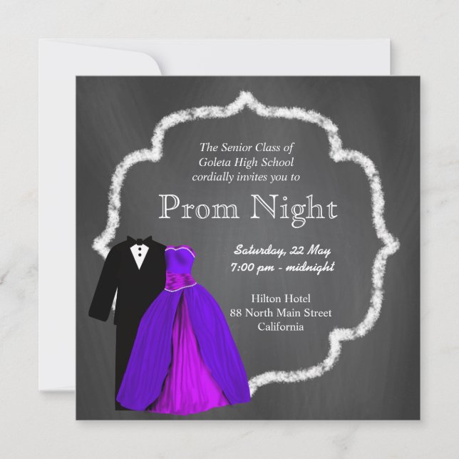 Convites Baile de formatura chalkboard (Frente)