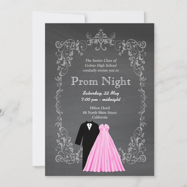 Convites Baile de formatura chalkboard (Frente)