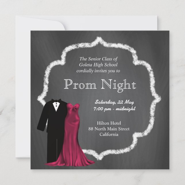 Convites Baile de formatura chalkboard (Frente)