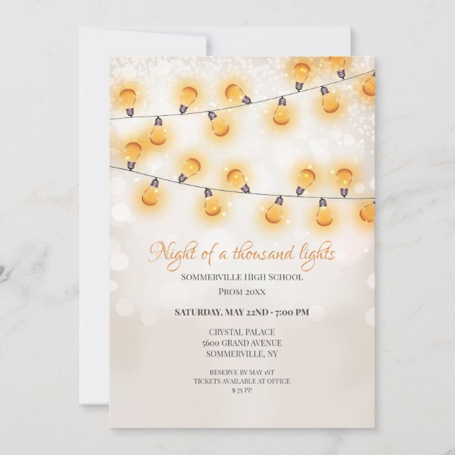 Convites Baile de formatura das Luzes de Travamento Brilhan (Frente)