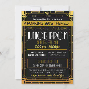 Convites Baile de formatura Júnior de Roaring de 1920