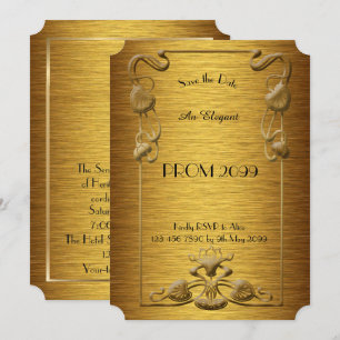 Convites Baile de formatura Mais velho-Júnior, ouro Dourad