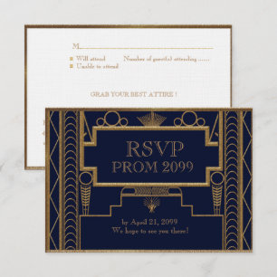 Convites BAILE DE FORMATURA RSVP, Excelente Gatsby, ouro em