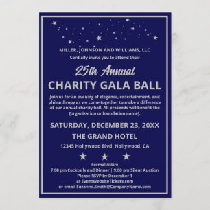 Convites Baile de Gala de Caridade da Empresa Azul Prata El