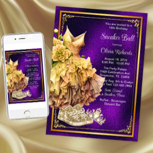 Convites Baile de Tênis Ouro Roxo