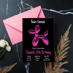 Convites Bailon de Cachorro Rosa Quente, Animal, Festa de a