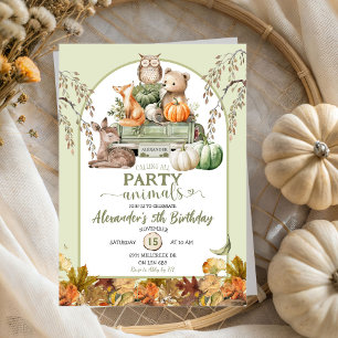 Convites Bairro de Animais de Pumpkin da Floresta Verde