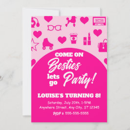 Convites Baixar Digital Fashion da Garota Rosa Aniversário