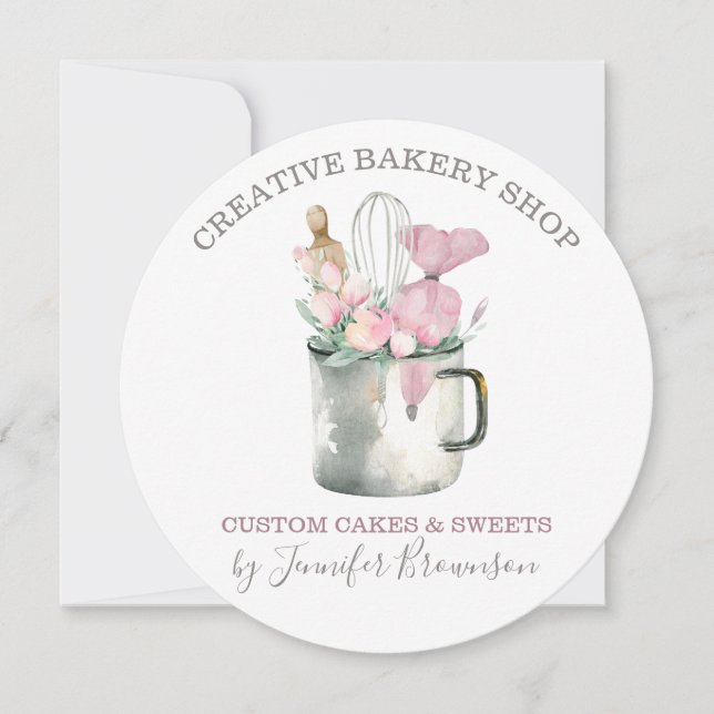 Convites Bakery Pastry Chef mug Boho chic flower patisserie (Frente)
