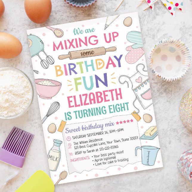 Convites Baking Birthday Party Invitation (Criador carregado)