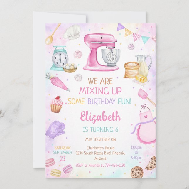 Convites Baking Cooking Birthday Party Invitation (Frente)