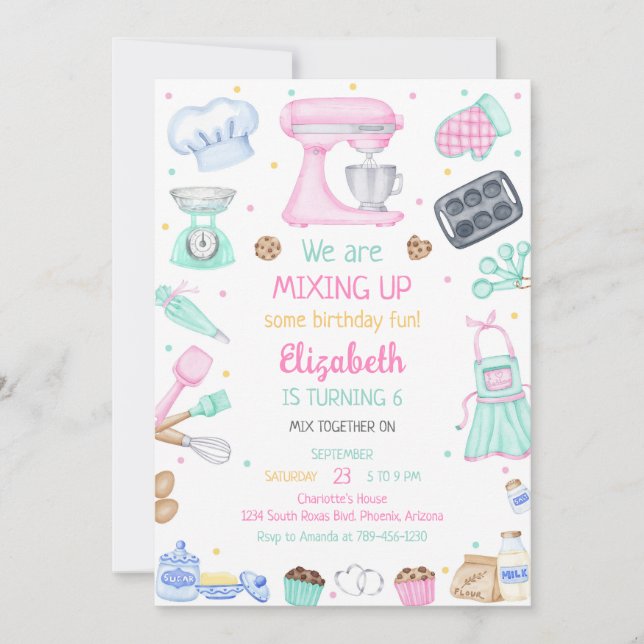 Convites Baking Cooking Party Birthday Invitation (Frente)