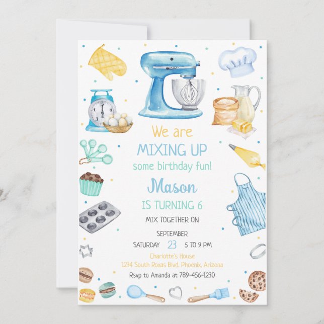 Convites Baking Cooking Party Birthday Invitation (Frente)