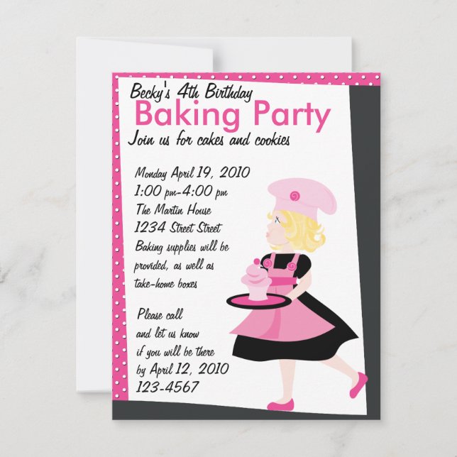 Convites Baking Cutie (Frente)