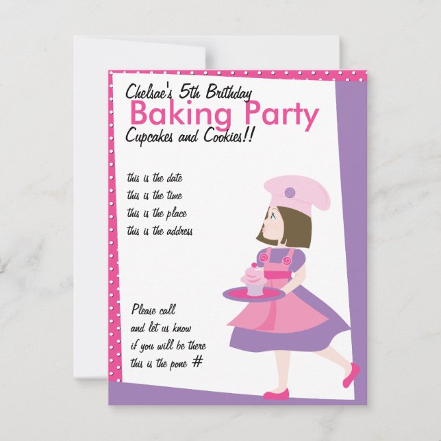 Convites Baking Cutie-Purple (Frente)