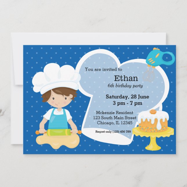 Convites Baking * escolha sua cor de fundo (Frente)