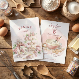Convites Baking Party Birthday Girls | Elegant Soft Pastel