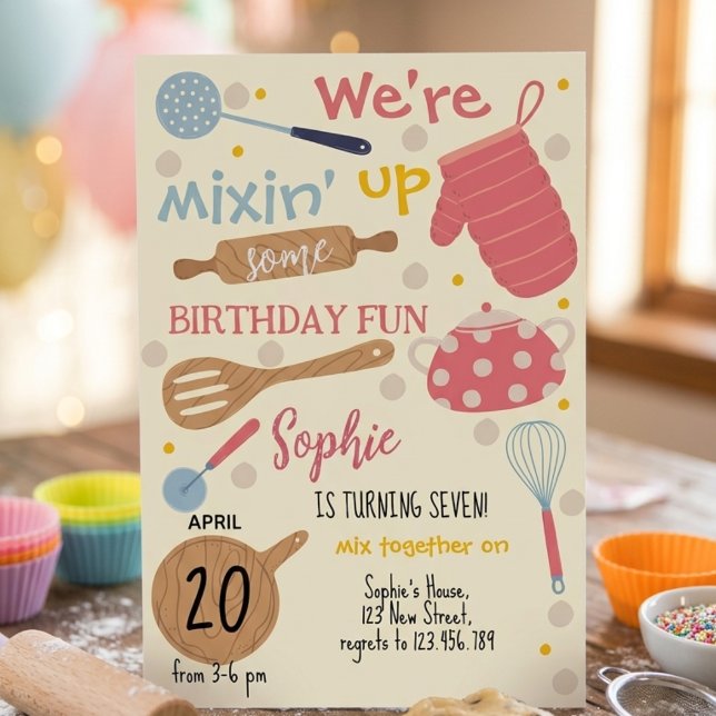 Convites Baking party Birthday Invitation (Criador carregado)