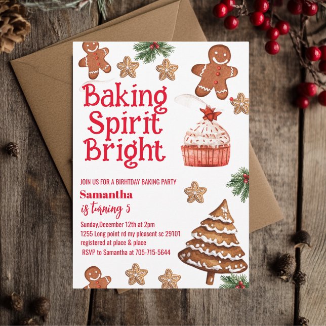 Convites Baking Spirit Bright Christmas Cookie Birthday (Criador carregado)