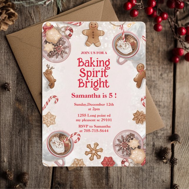 Convites Baking Spirit Bright Christmas Cookie Birthday (Criador carregado)