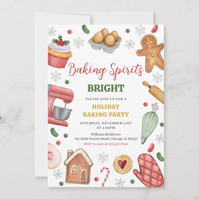 Convites Baking Spirs Bright Festa de Natal (Frente)