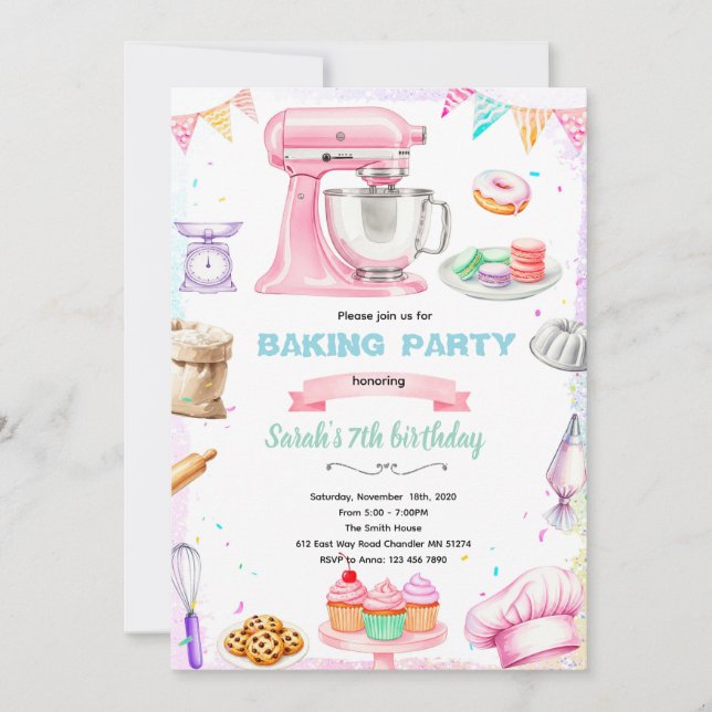 Convites Baking theme party invitation (Frente)