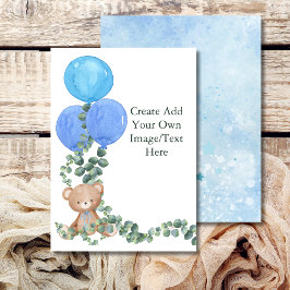 Convites Balanço Adicione Seu Próprio Oh Menino Urso Balão 