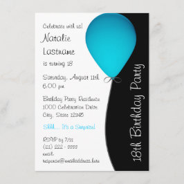 Convites Balão Azul de Aniversário