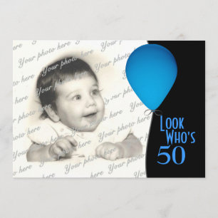 Convites Balão Azul de Aniversário com Foto