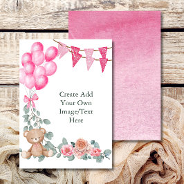 Convites Balão Branco Adicione Seu Próprio Oh Menina Bebê E