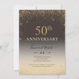 Convites Balão Brilhante Dourado 50º Aniversário