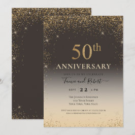 Convites Balão Brilhante Dourado 50º Aniversário