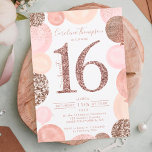 Convites Balão cor-de-rosa rosa dourado-chic doce 16 fotogr<br><div class="desc">Um moderno, chico e elegante rosa, sequências de ouro doce 16 convite de aniversário com um moderno 16 tipografia, com balões cor-de-rosa com brilho rosa, pintados à mão, cor-de-rosa pincel pastel pintado à mão, brilho do ouro rosa, sequências, balões de aglomerado rosa pálido com tipografia elegante da caligrafia. Adicione sua...</div>