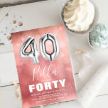 Convites Balão de 41 Festas de aniversário de idade rosa mo<br><div class="desc">Moderno quadragésimo convite de aniversário desenhado com um fundo cor-de-água rosa,  confete de bolha transparente,  e um grande balão de hélio número 40. O nome é escrito em texto branco em grande caligrafia com um simples modelo de aniversário por baixo que é fácil de personalizar.</div>