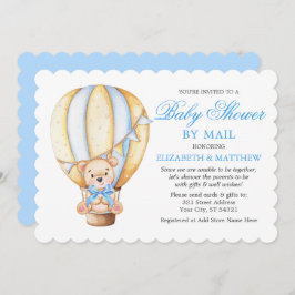 Convites Balão de Aquarela Chá Azul do Urso de Teddy por Co