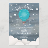 Balão de Ar Quente Azul + Chá de fraldas de Estrel