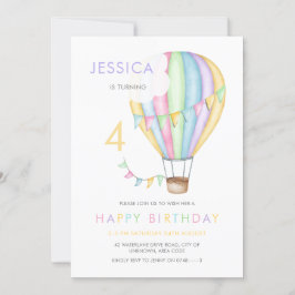 Convites Balão de ar quente de coloração d'água do Pastel A